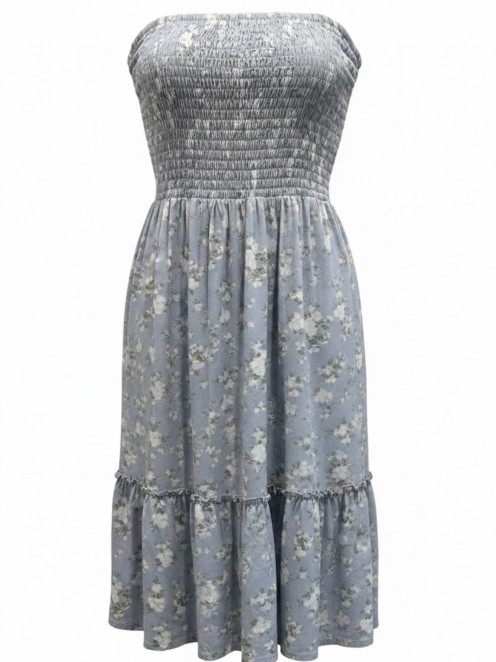 Hollister Light Blue Smocked Strapless Dress
